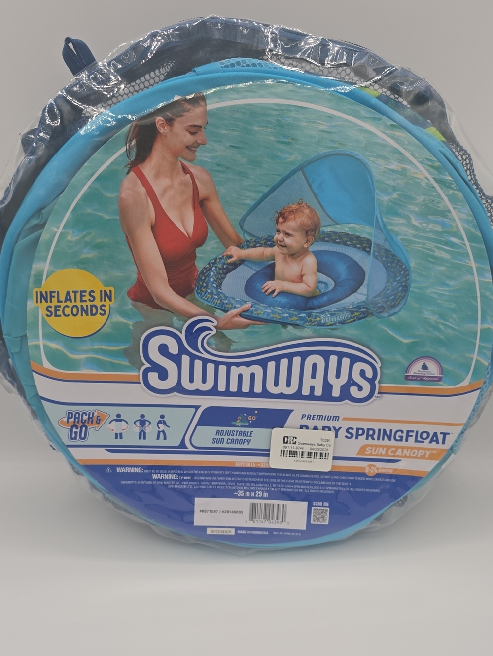 Swimways Premium Spring Baby Float for Babies 9-24 months - Blue